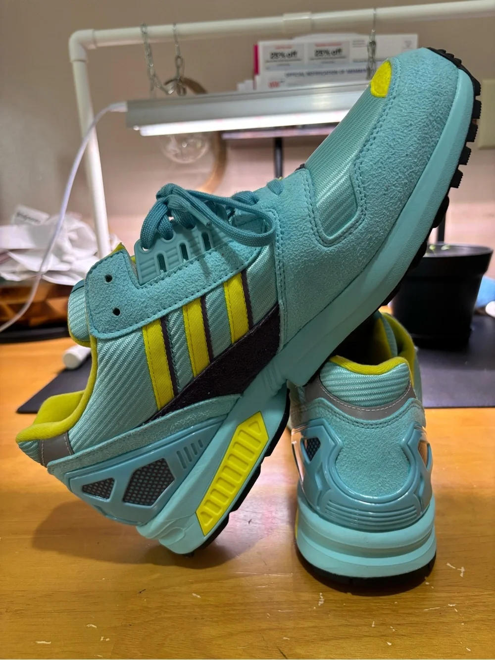 adidas TORSION ZX 8000 Aqua Teal and Yellow Runner Sneakers men’s.
